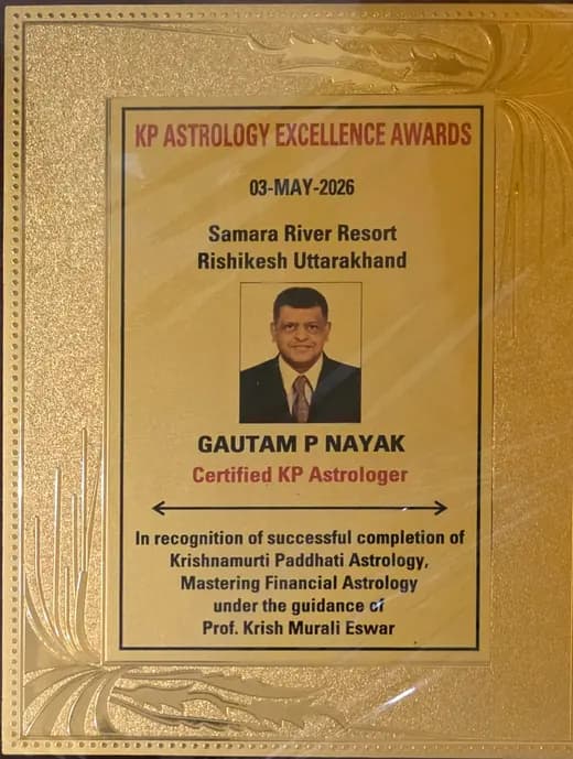 Certified KP Astrologer certificate